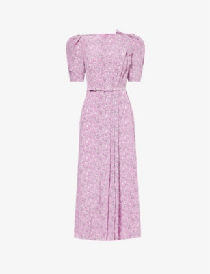Alessandra Rich Womens Clover Floral-pattern Silk Midi Dress In Purple