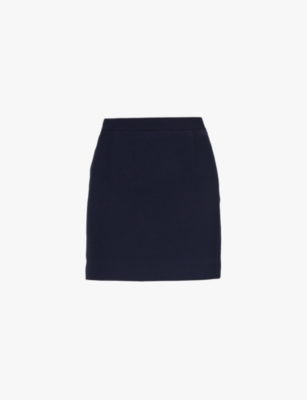 Alessandra Rich Womens High-rise Darted Wool-crepe Mini Skirt In Blue