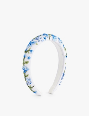 JENNIFER BEHR: Shayla floral-embroidered cotton headband