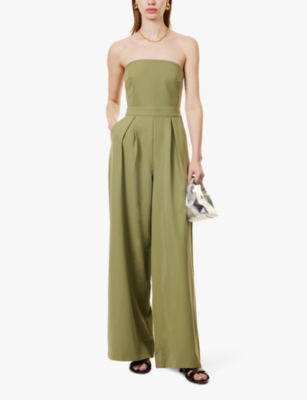 Shop Pretty Lavish Womens  Campbell Wide-leg Sleeveless Twill Jumpsuit In Olive