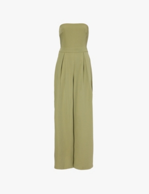 Shop Pretty Lavish Womens  Campbell Wide-leg Sleeveless Twill Jumpsuit In Olive