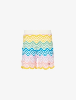 CASABLANCA: Gradient-pattern high-rise cotton-knit shorts