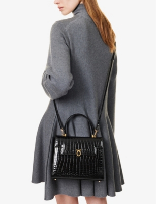 LAUNER: Traviata croc-embossed leather shoulder bag