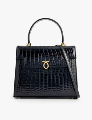 LAUNER: Traviata croc-embossed leather shoulder bag