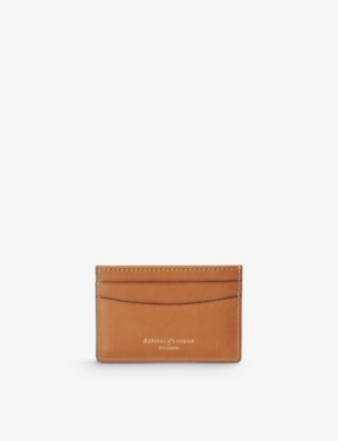 Aspinal Of London Womens Slim Logo-embossed Leather Cardholder Tan In Tan