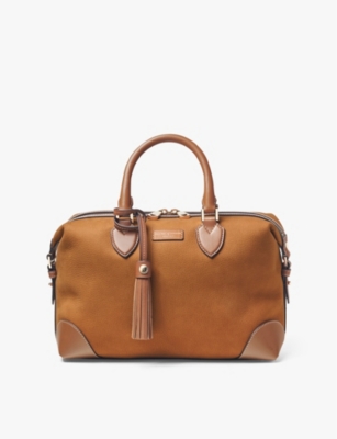 ASPINAL OF LONDON: Logo-print leather bowling bag