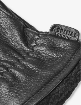 Aspinal Of London Womens Black Women's Small Shearling-lined Leather Gloves In Black