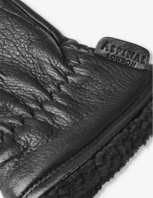 ASPINAL OF LONDON: Men's small shearling-lined leather gloves
