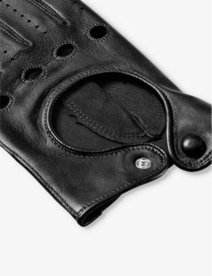 Aspinal Of London Mens Black Men's Leather Driving Gloves In Black