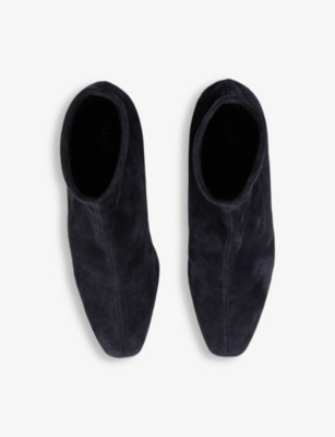 Lk Bennett Womens Blu-vy Grove Stretch Heeled Suede Ankle Boots In Blu-navy