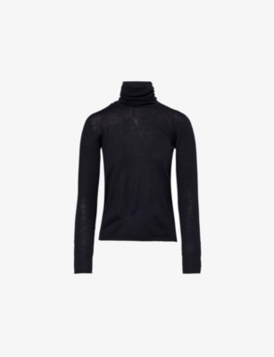 Max Mara Womens Blu Marino Saluto Turtleneck Wool Jumper