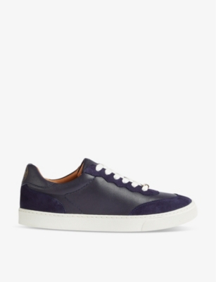 LK BENNETT: Runner logo-embossed suede and leather low-top trainers