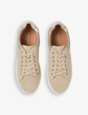 Lk Bennett Signature Stud-embellished Suede Low-top Trainers In Mul-cream/gold