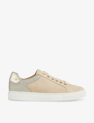 LK BENNETT: Signature stud-embellished suede low-top trainers