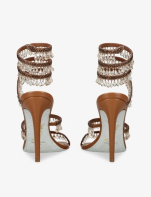 RENE CAOVILLA: Chandelier crystal-embellished heeled leather sandals