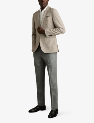 REISS: Garland single-breasted puppytooth woven blazer