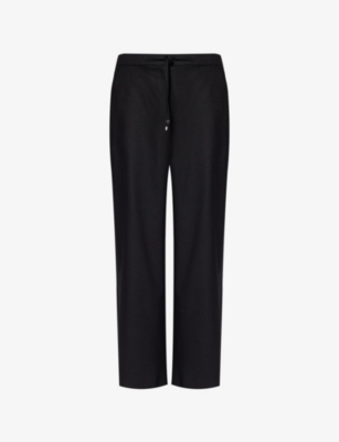 's Max Mara Womens Nero Floria Two-slip-pockets Wide-leg High-rise Stretch-wool Trousers
