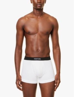 Tom Ford Stretch-cotton Boxer Briefs In White Grey