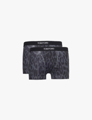 TOM FORD: Leopard-print branded-waistband stretch-cotton boxer briefs