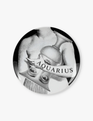 Fornasetti Tema E Variazioni N.358 Aquarius Porcelain Wall Plate 26cm In Orange