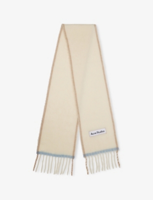 Acne Studios Womens White Brand-patch Knitted Scarf