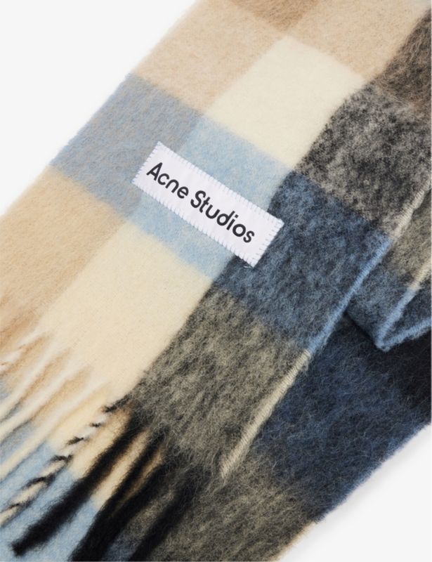 Check brand-appliqué wool-blend scarf