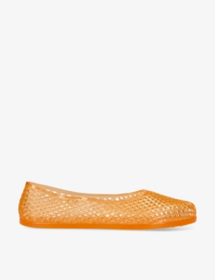 Ancient Greek Sandals Womens Orange Iro Mesh-textured Pvc Flats