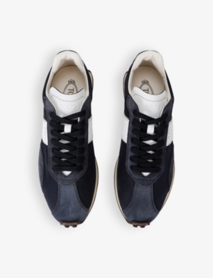 TODS: Allacciata leather and suede low-top trainers