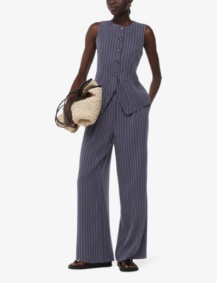 WHISTLES: Pinstripe round-neck woven waistcoat