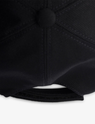 Prada Mens Black Drill Logo-embroidered Cotton-canvas Baseball Cap Xl