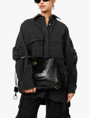 Rodeo croc-pattern leather top-handle bag