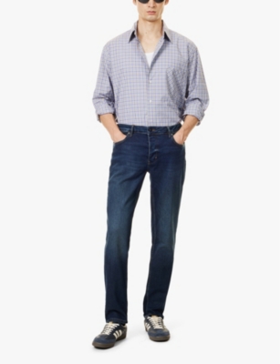 Neuw Mens Mid Blue Lou Slim Sunday Brand-patch Straight-leg Slim-fit Stretch-denim Blend Jeans In Mid Blue