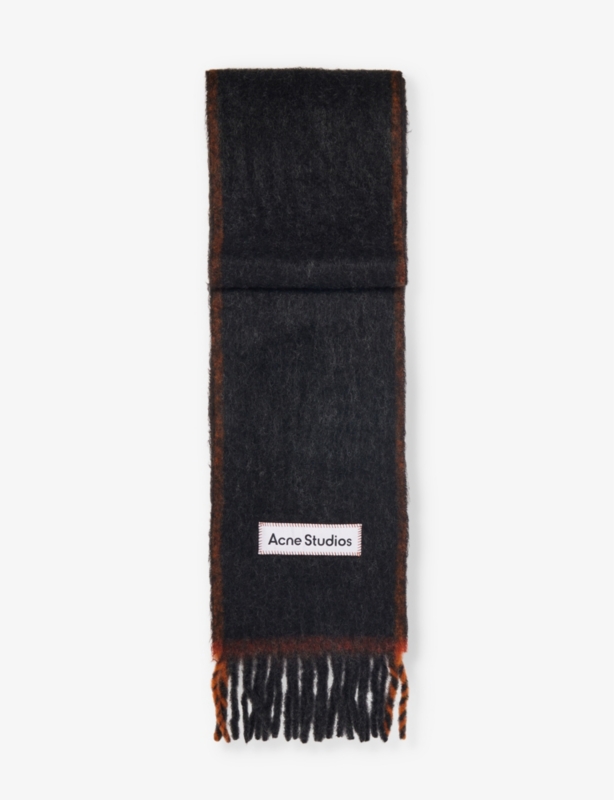 Brand-appliqué wool-blend scarf