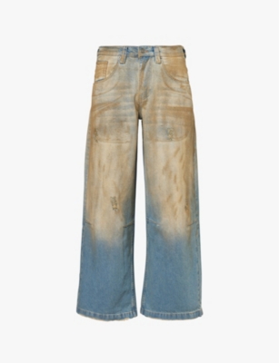 JADED LONDON: Colossus mud-wash relaxed-fit wide-leg jeans