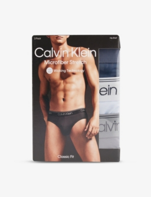 CALVIN KLEIN: Microfiber Stretch classic-fit low-rise pack of three stretch-jersey briefs