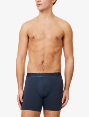 CALVIN KLEIN: Black mid-rise pack of three stretch-jersey boxers