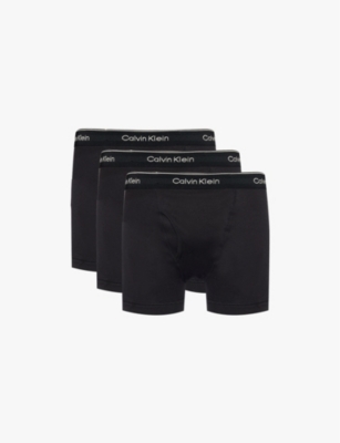 Mens Calvin Klein Logo-Waistband Pack-Of-Three Cotton Boxer Briefs
