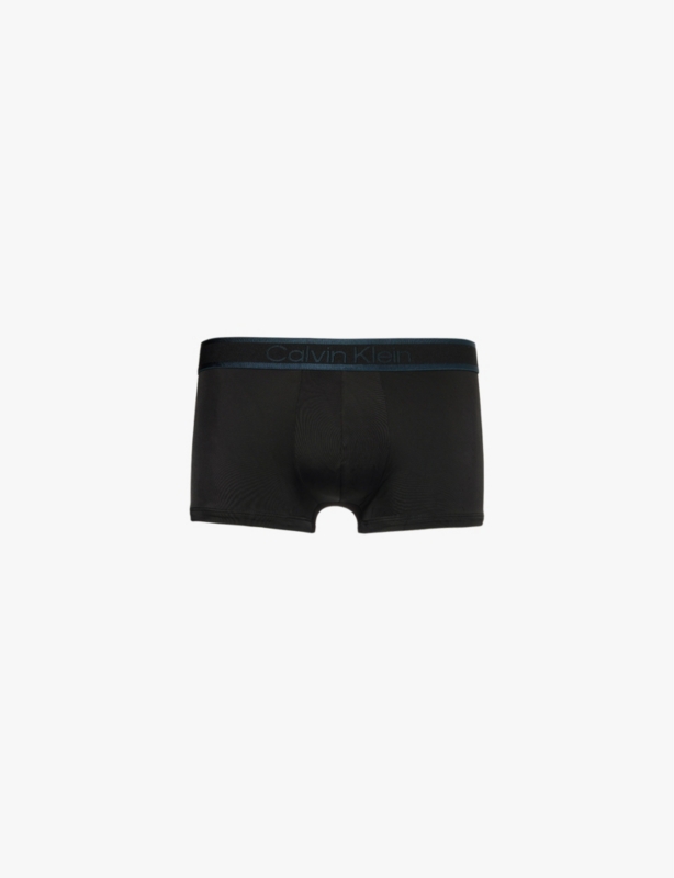 Logo-waistband microfibre-stretch trunks