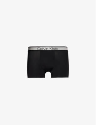 Calvin Klein Mens  Tonal-logo Low-rise Stretch-jersey Trunks In Black