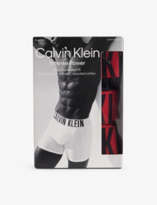 Mens Calvin Klein Intense Power Mid-Rise Pack Of Three Stretch-Cotton and Recycled-Cotton Boxer Briefs