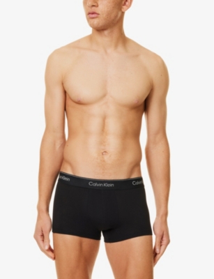 CALVIN KLEIN: Branded waistband pack of three stretch-cotton trunks