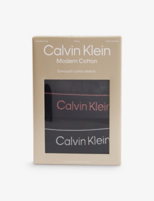 CALVIN KLEIN: Branded waistband pack of three stretch-cotton trunks