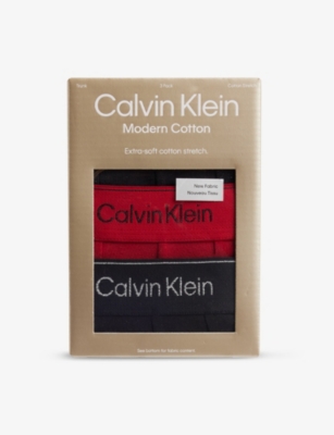 Mens Calvin Klein Modern Cotton Mid-Rise Pack Of Three Cotton-Blend Stretch-Jersey Trunks