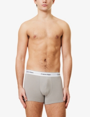 CALVIN KLEIN: Branded-Waistband Pack of Three Stretch-Cotton Trunks