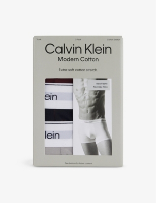 CALVIN KLEIN: Branded-Waistband Pack of Three Stretch-Cotton Trunks
