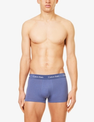 CALVIN KLEIN: Branded-waistband pack of three stretch-cotton trunks