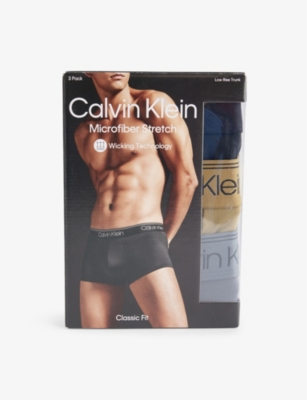 CALVIN KLEIN: Branded-waistband pack of three stretch-woven trunks
