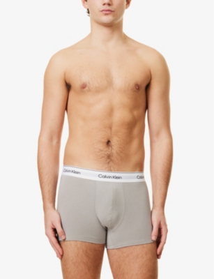 CALVIN KLEIN: Branded-Waistband Pack of Three Stretch-Cotton Trunks