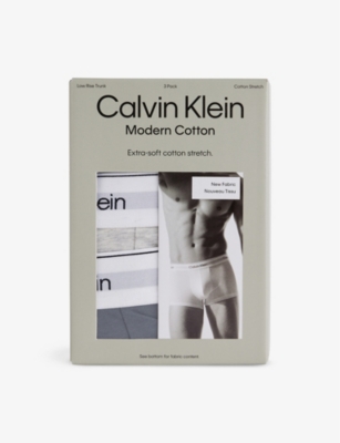 CALVIN KLEIN: Branded-Waistband Pack of Three Stretch-Cotton Trunks