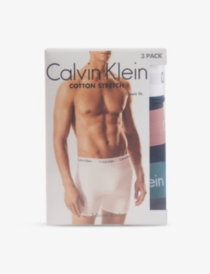 Mens Calvin Klein Cotton Stretch Mid-Rise Pack Of Three Cotton-Blend Stretch-Jersey Boxers